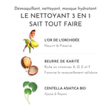 le nettoyant 3 en 1 sait tout faire: démaquillant, nettoyant, masque hydratant